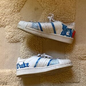adidas White and Blue Duke Graphic Sneakers
